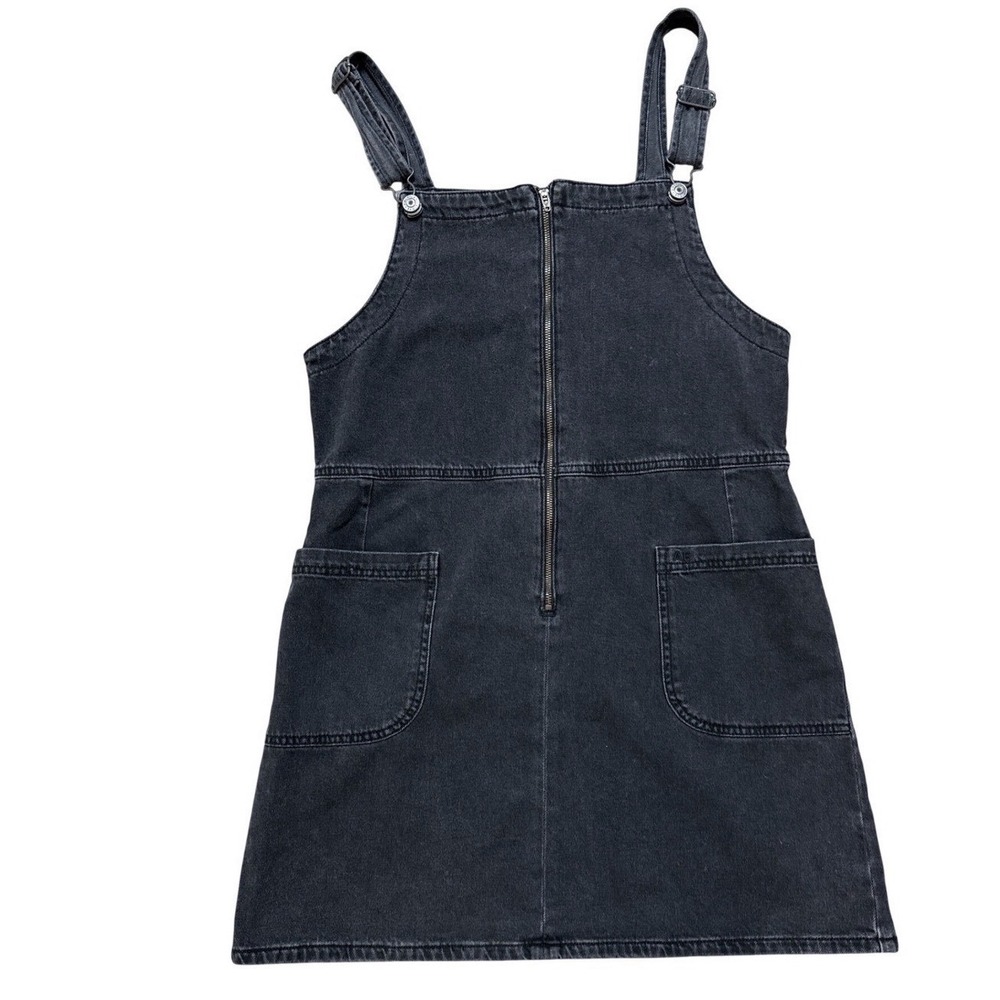 American Eagle Denim Pinafore Dress Women Large Black Retro Casual Utility